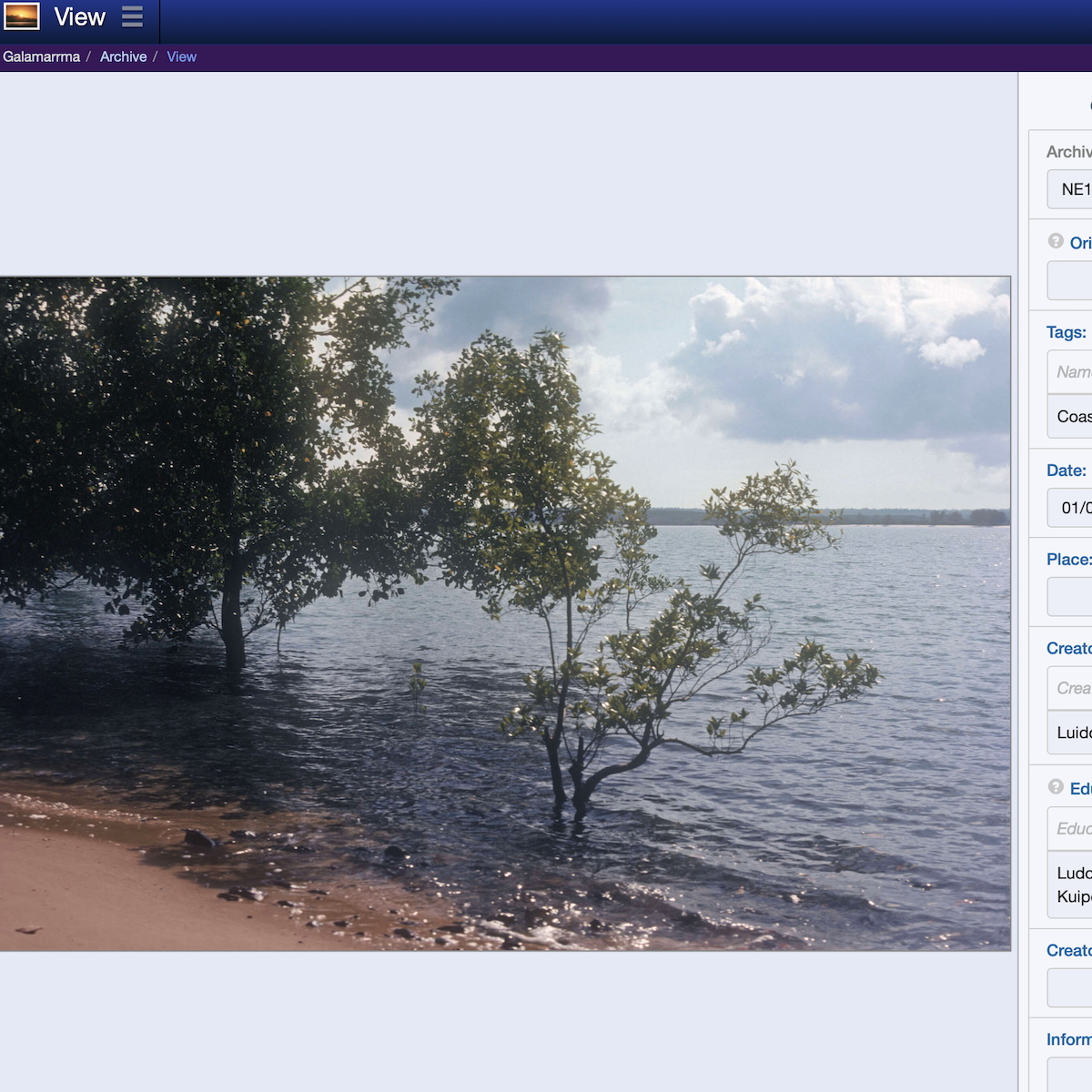Metadata screen
